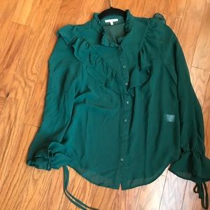 Bleuh ciel M top green worn once elegant sheer